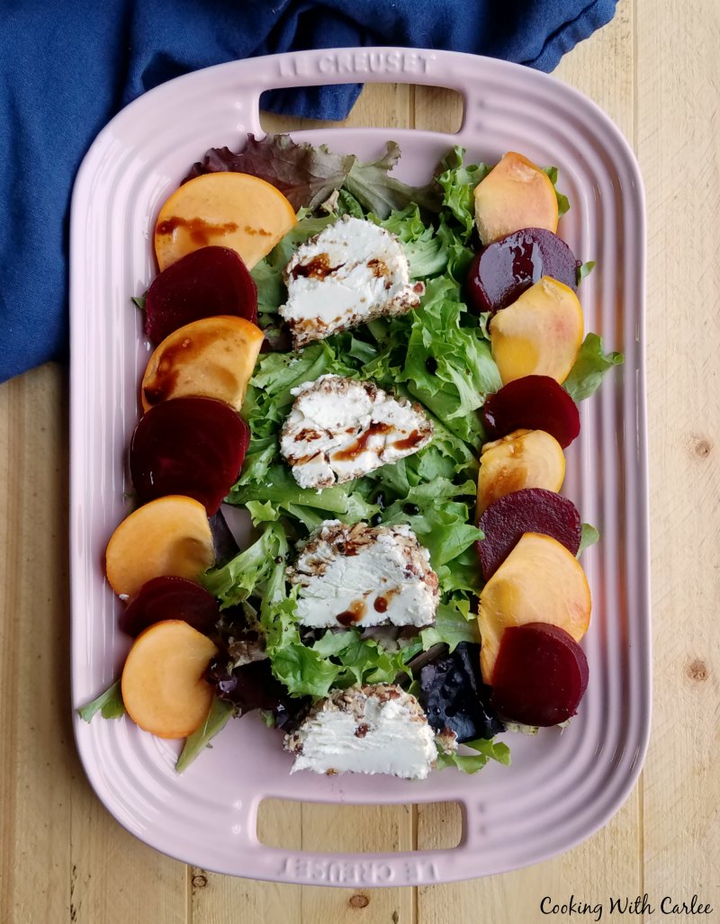 Cooking With Carlee Persimmon and Beet Salad with Pecan Crusted Goat