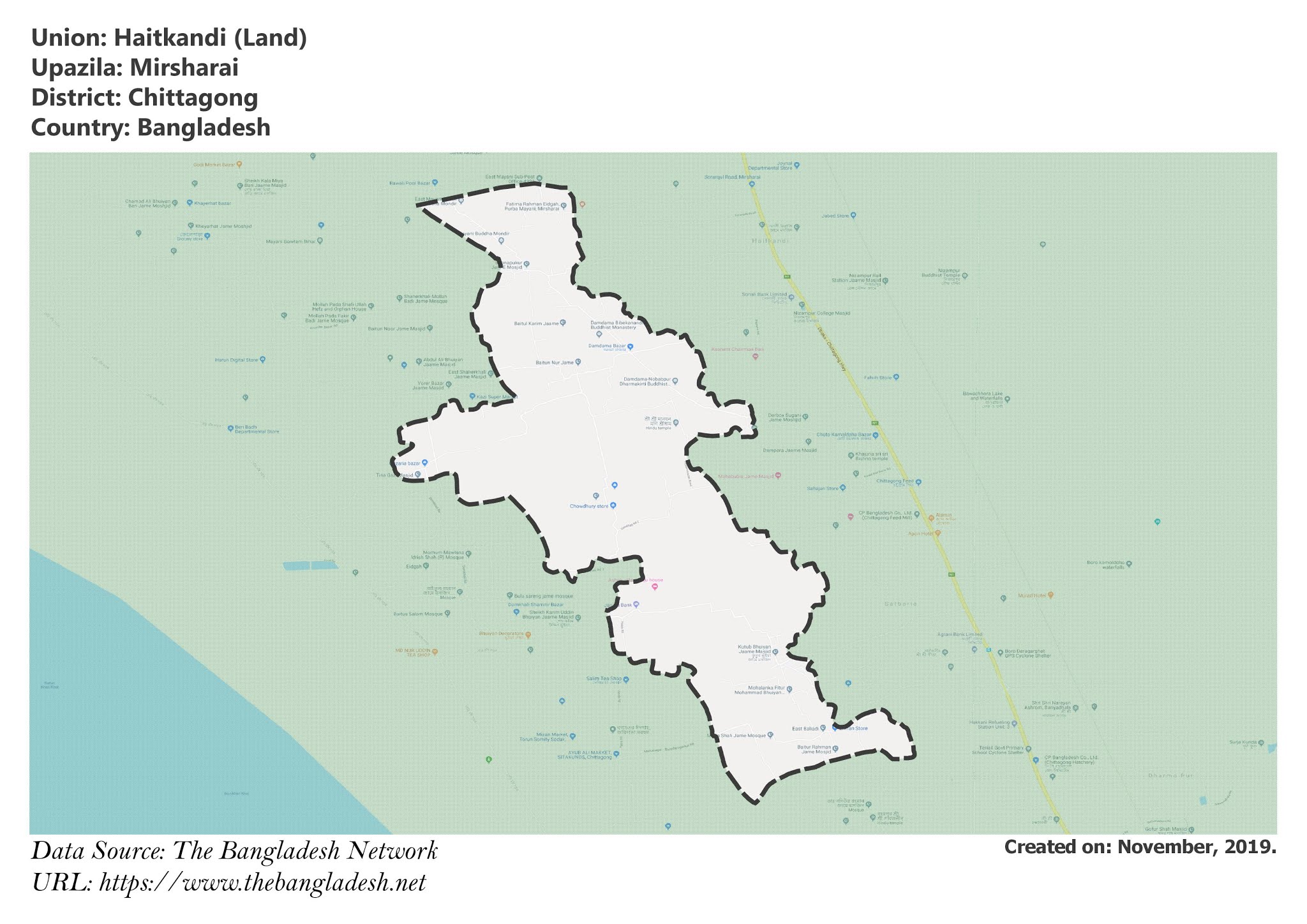 Map of Haitkandi of Chittagong, Bangladesh.