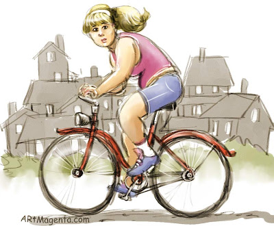 Tired of biking is a cartoon by Artmagenta