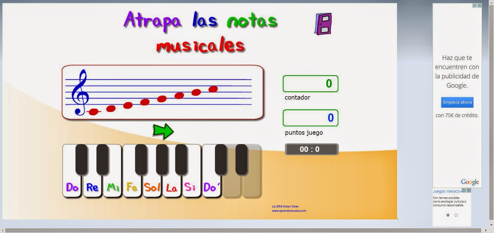 Childrenapps Juego " Caza las notas " de la web Game "Hunt musical notes