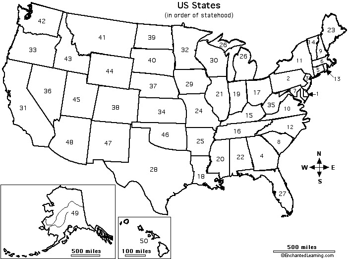 50 States Numbered Map 50 States Numbered Map