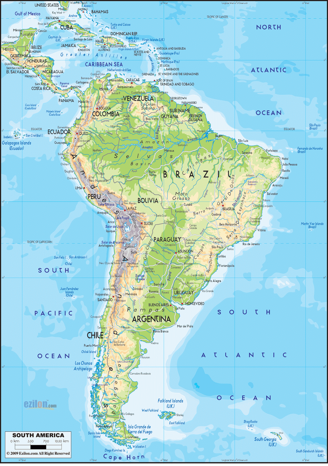 América do Sul | Mapas Geográficos da América do Sul