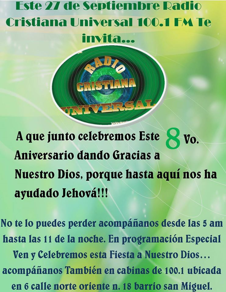 TEOLOGÍA DE MENOS A MAS 8o ANIVERSARIO DE RADIO CRISTIANA UNIVERSAL 100.1 F.M.