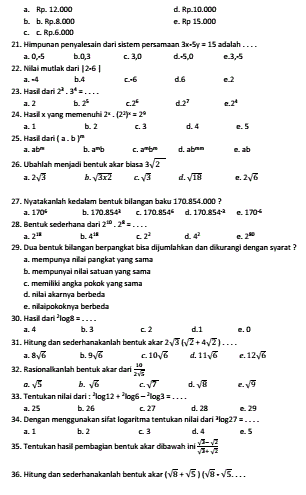 Soal Matematika Farmasi Kunci Dunia