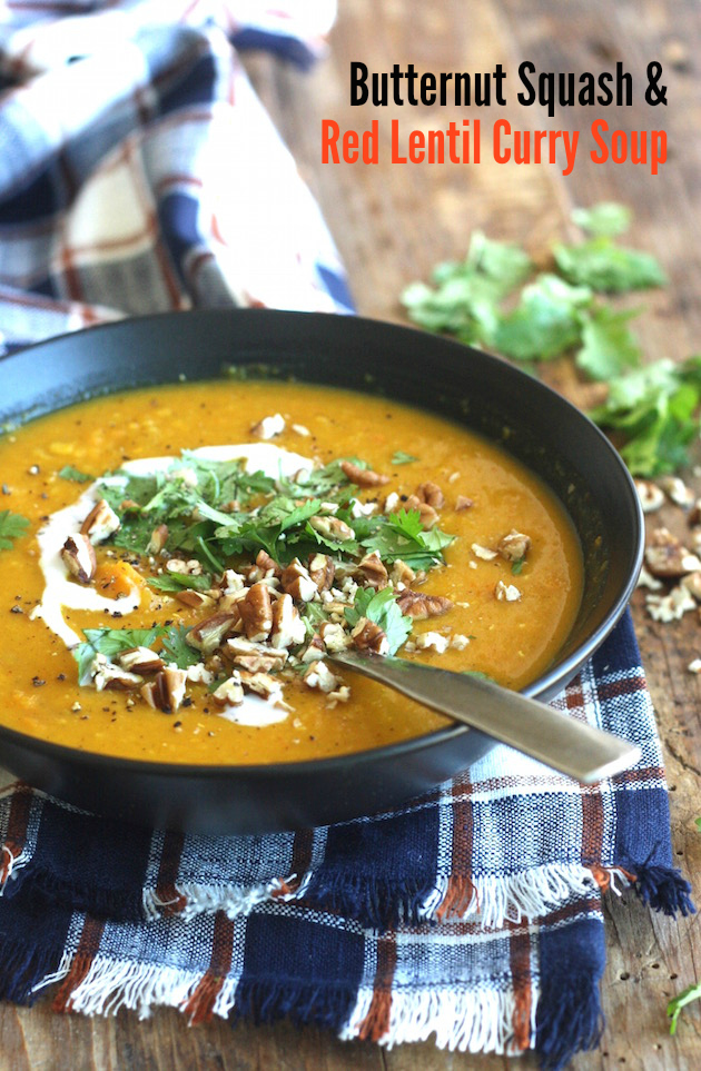 Butternut Squash & Red Lentil Curry Soup recipe by SeasonWithSpice.com