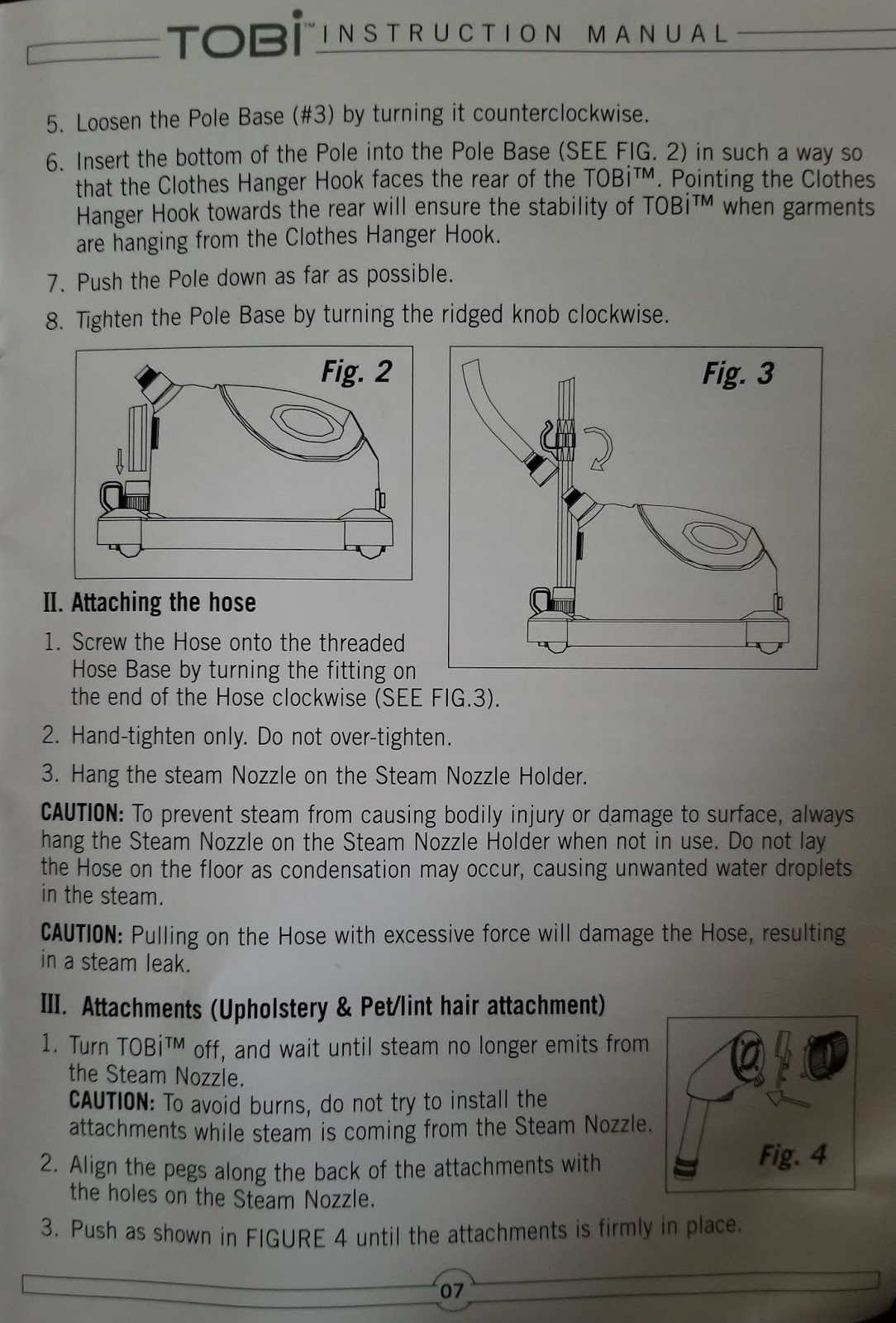 Find Your Manuals Here...: Tobi Upright Steamer Model EC1633 Instrucion