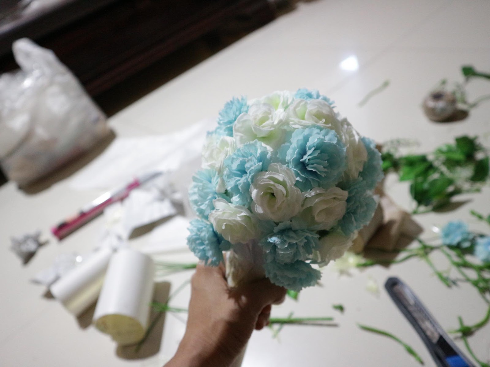 The Wedding Diaries DIY Bridal Bouquet Using Fake Flowers and Recycled