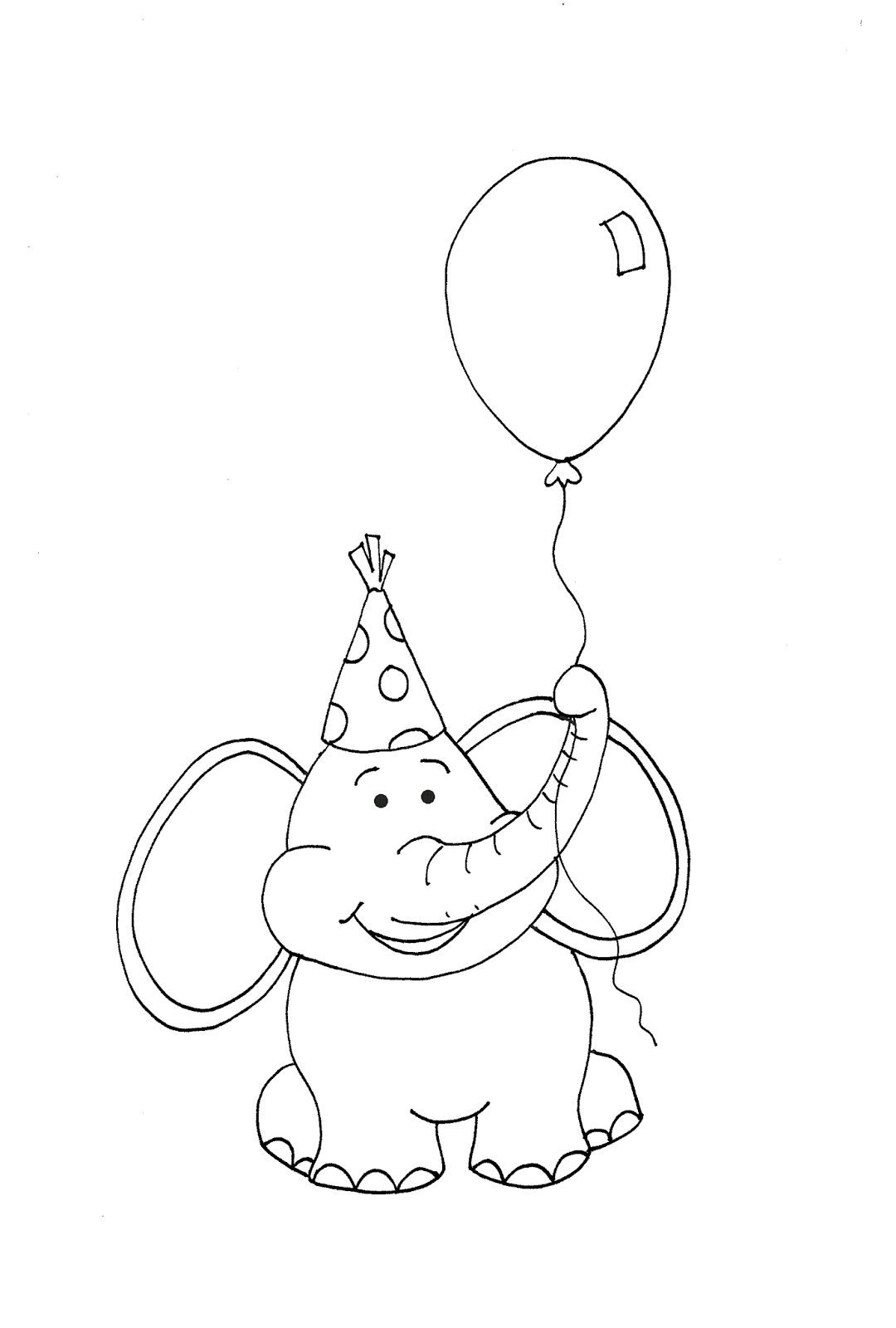 Free Dearie Dolls Digi Stamps: Party Elephant with Balloon