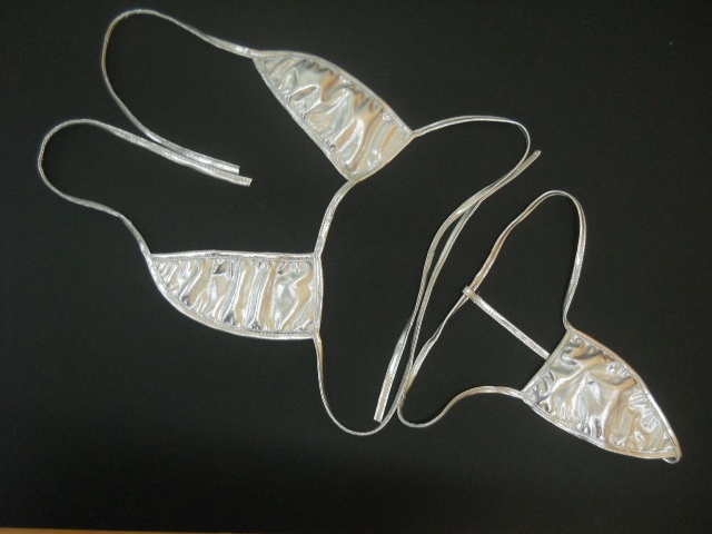 FASHION CARE 2U: L1397-1 Sexy Metallic Silver PU Mini Bikini bra T ...