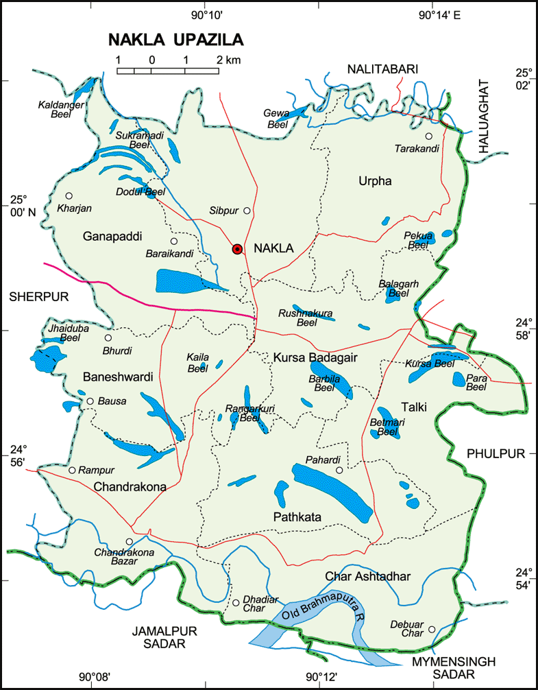 Nakla Upazila Map Sherpur District Bangladesh