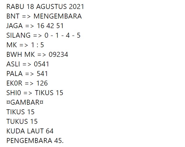 Syair Sgp 18 Agustus 2021 Kode Syair Sgp Syair Hk Syair Sydney 2021