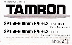Tamron SP 150-600mm F/5-6.3 Di VC USD. (Manual de uso)