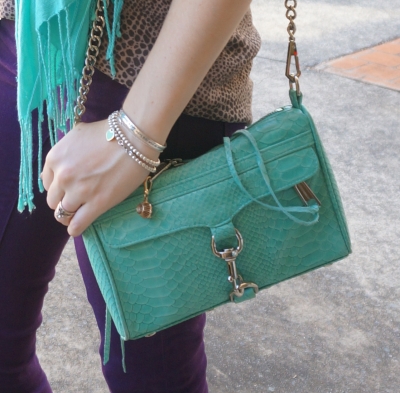 Rebecca Minkoff aquamarine python snake embossed leather mini MAC bag