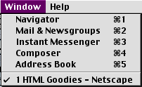 The Netscape 7.02 Window menu