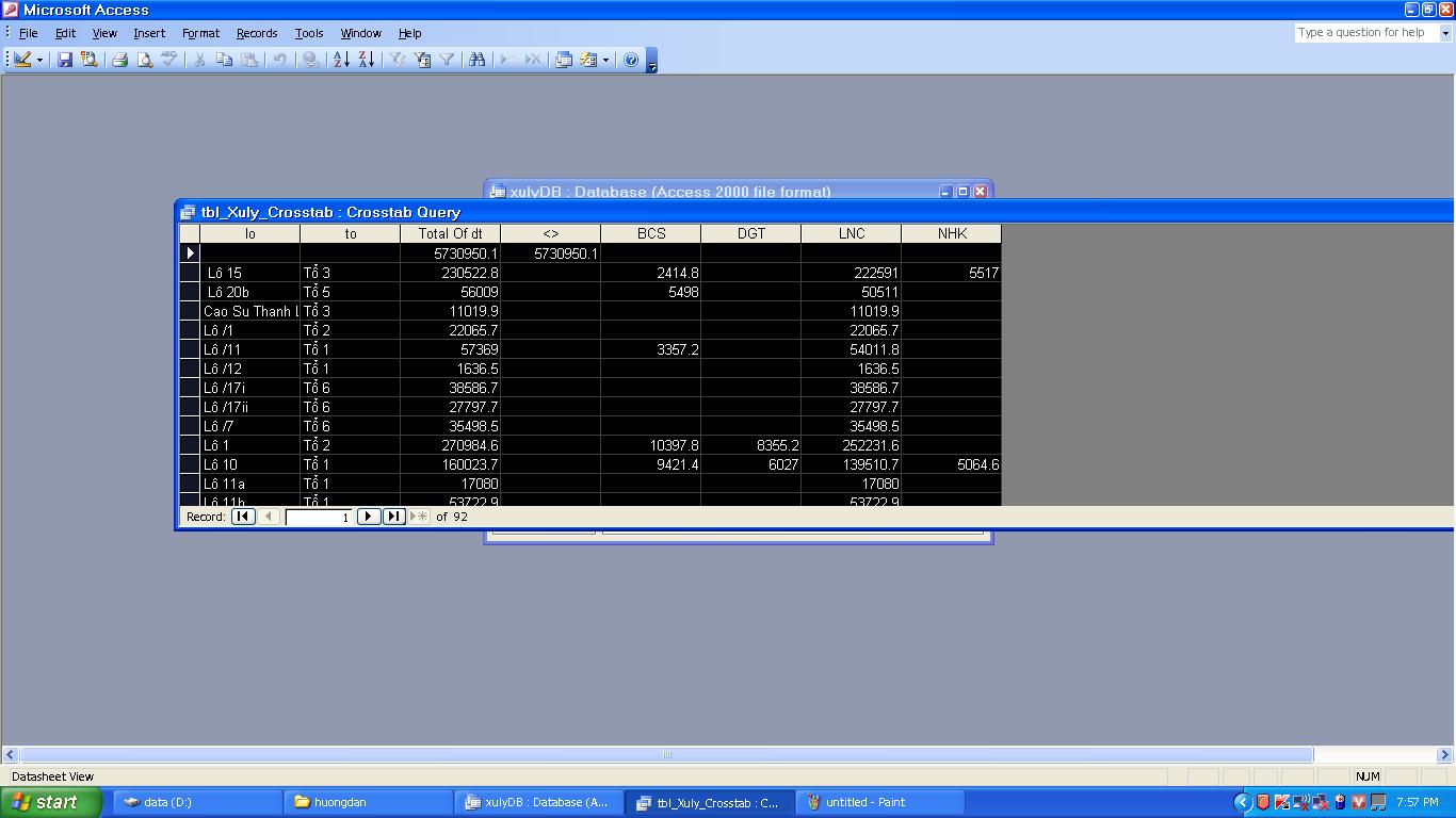 MISAM TRAINING: Sử dụng Crosstab Query Wizard