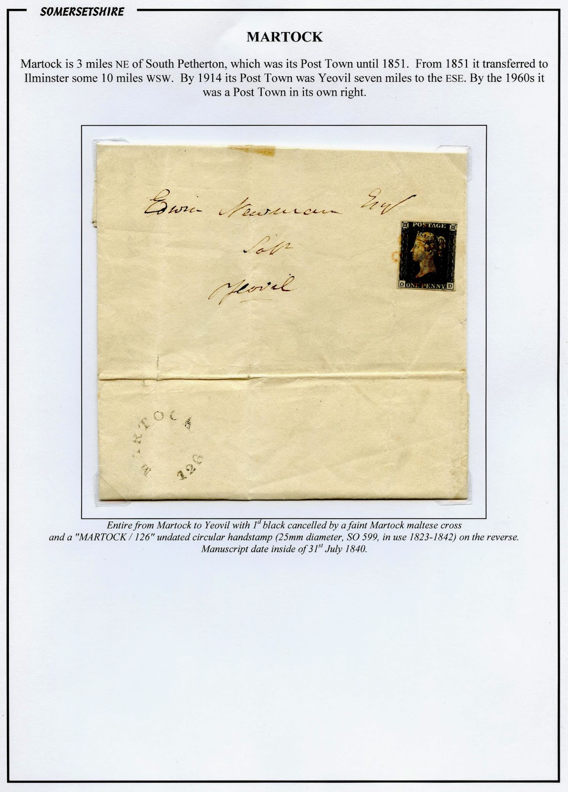 Somerset (& Bristol) Postal History Martock Maltese Cross