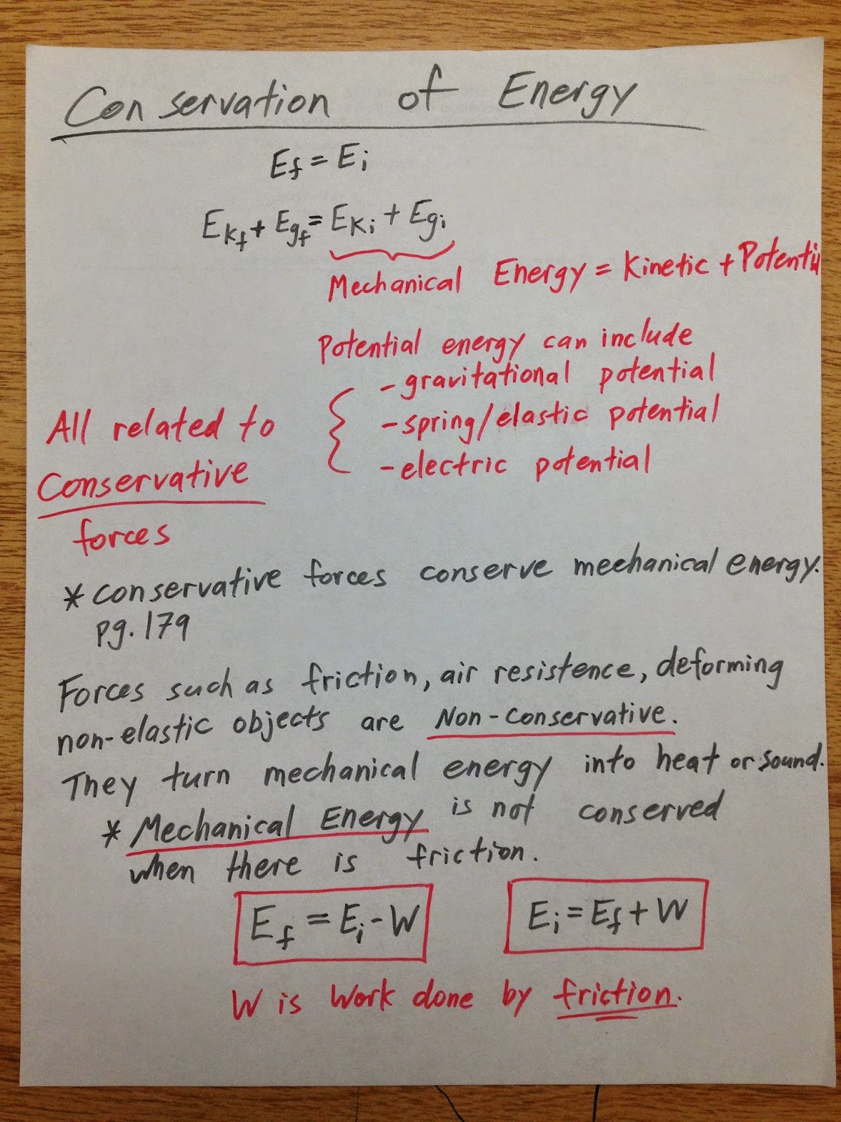 Grade 11 Physics Nov. 10 Conservation of Energy with Friction
