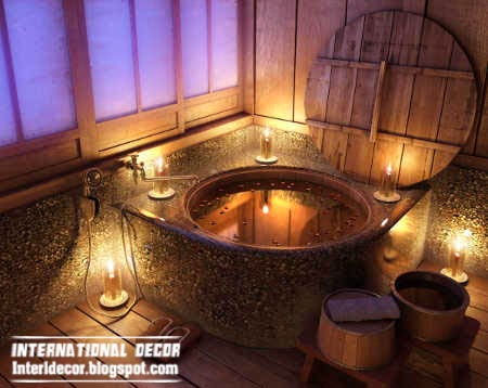 rustic bathtub, Rustic decor and furniture for small bathroom