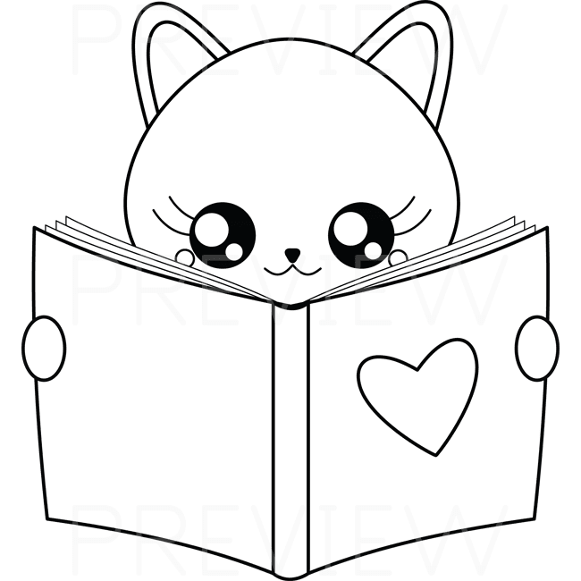 Set of super cute animals (owl, groundhog, panda, cat, penguin, boston terrier) reading books!