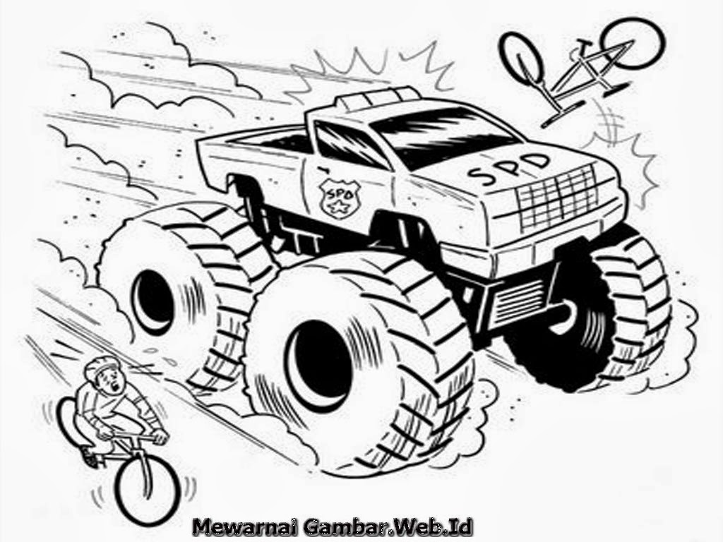 Gambar Mewarnai Mobil Truk Monster | Mewarnai Gambar