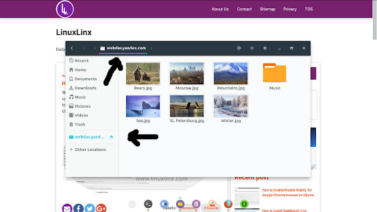 access your online Yandex Disk from your Ubuntu PC