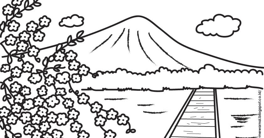 Gambar Mewarnai Pemandangan Jepang - Coloring and Drawing