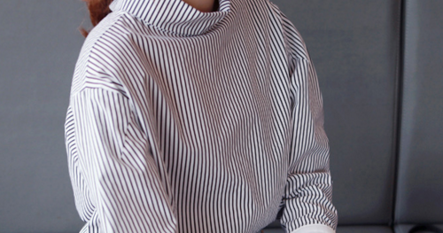 [Miamasvin] Striped High Neck Shirt | KSTYLICK - Latest Korean Fashion ...