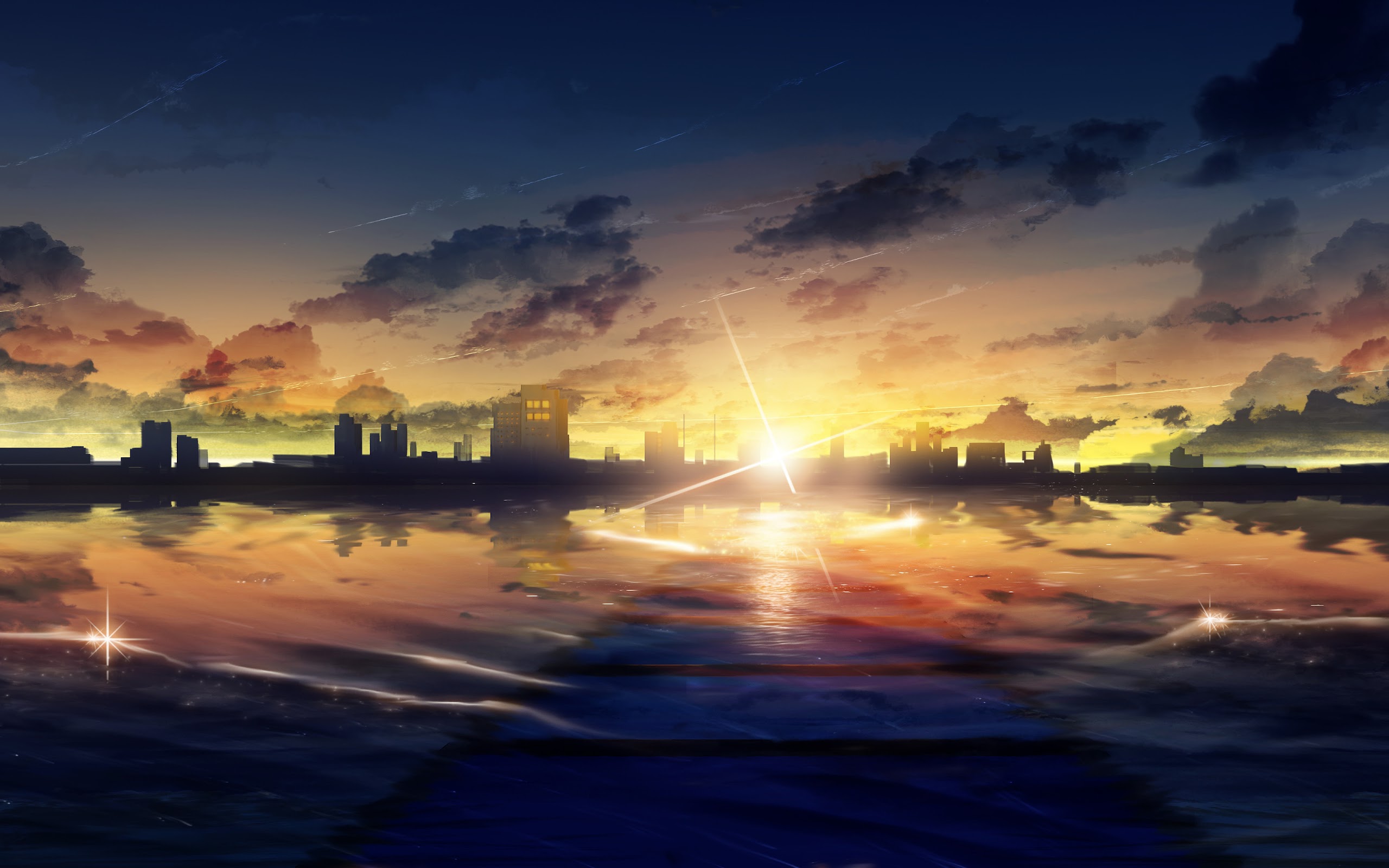 Sunrise, Anime, City, Scenery, Landscape, 4K, #139 Wallpaper PC Desktop