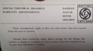 Triumph warranty document AKD8020 front