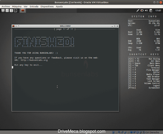 Finalizamos el asistente de BunsenLabs con exito Finalizamos el asistente de BunsenLabs con exito