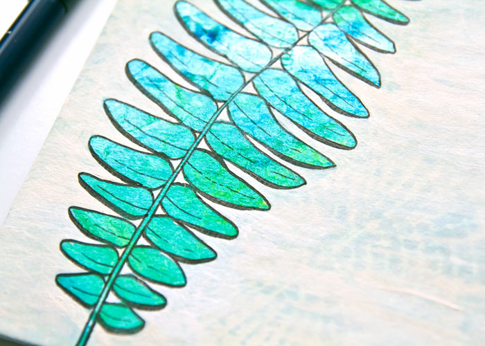 close up of Gelli prints project #2: Mixed media botanical art with a video by Kim Dellow close up of Gelli prints project #2: Mixed media botanical art with a video by Kim Dellow