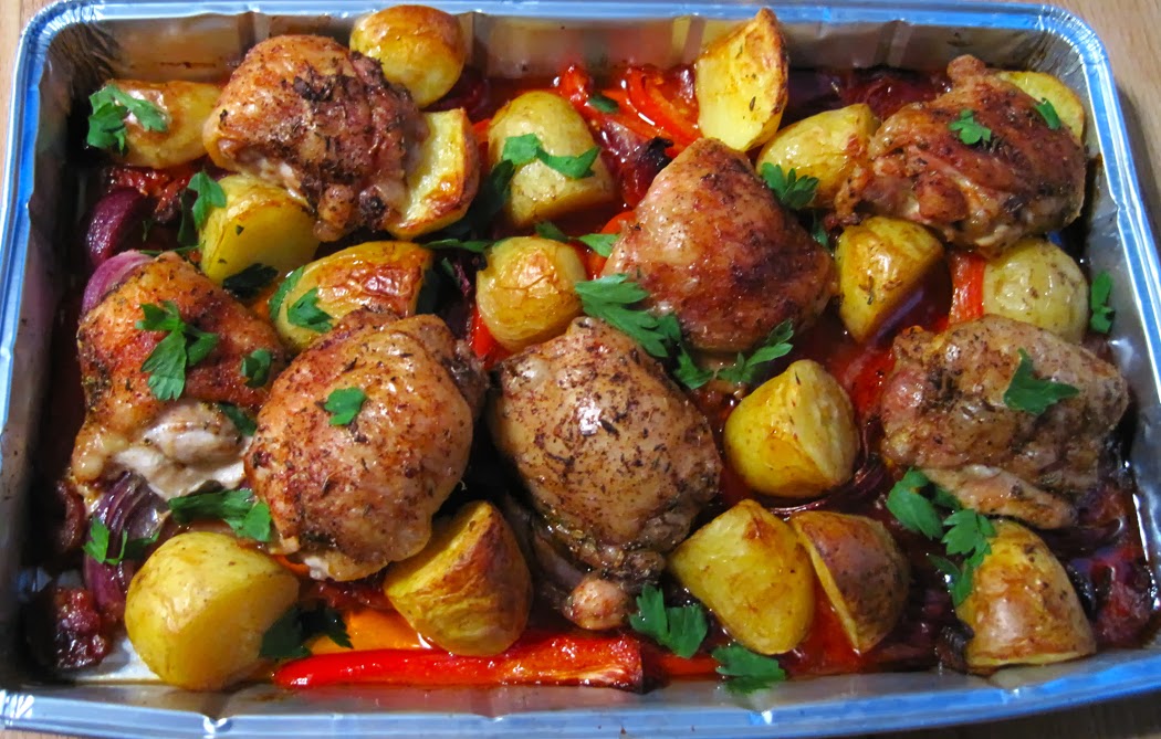 Chicken with Chorizo Peppers and Potatoes A Glug of Oil