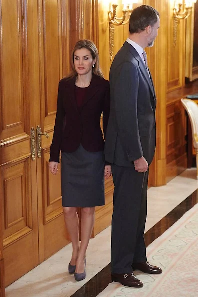 Spanish Royals attends a meeting with members of the Royal Theatre Foundation