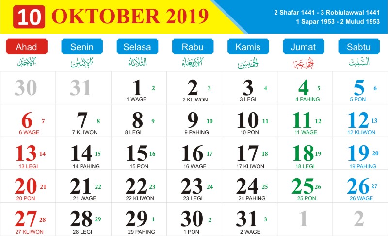 Kalender togel oktober 2019