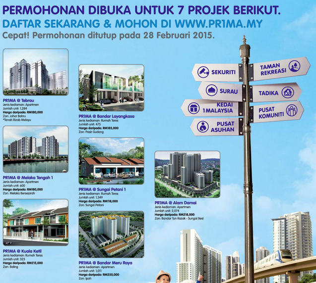 Tarikh Tutup Permohonan Online Rumah PRIMA 2015  7 Projek 