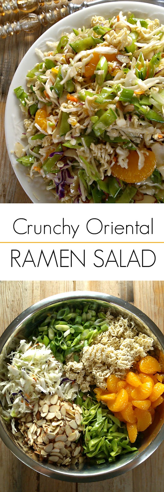 Crunchy Oriental Ramen Salad using coleslaw mix and ramen noodles! This retro Asian inspired salad is always a hit!