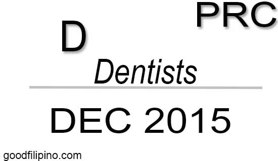 December 2015 Dentists Board Exam Results PRC List of Passers (Written)
