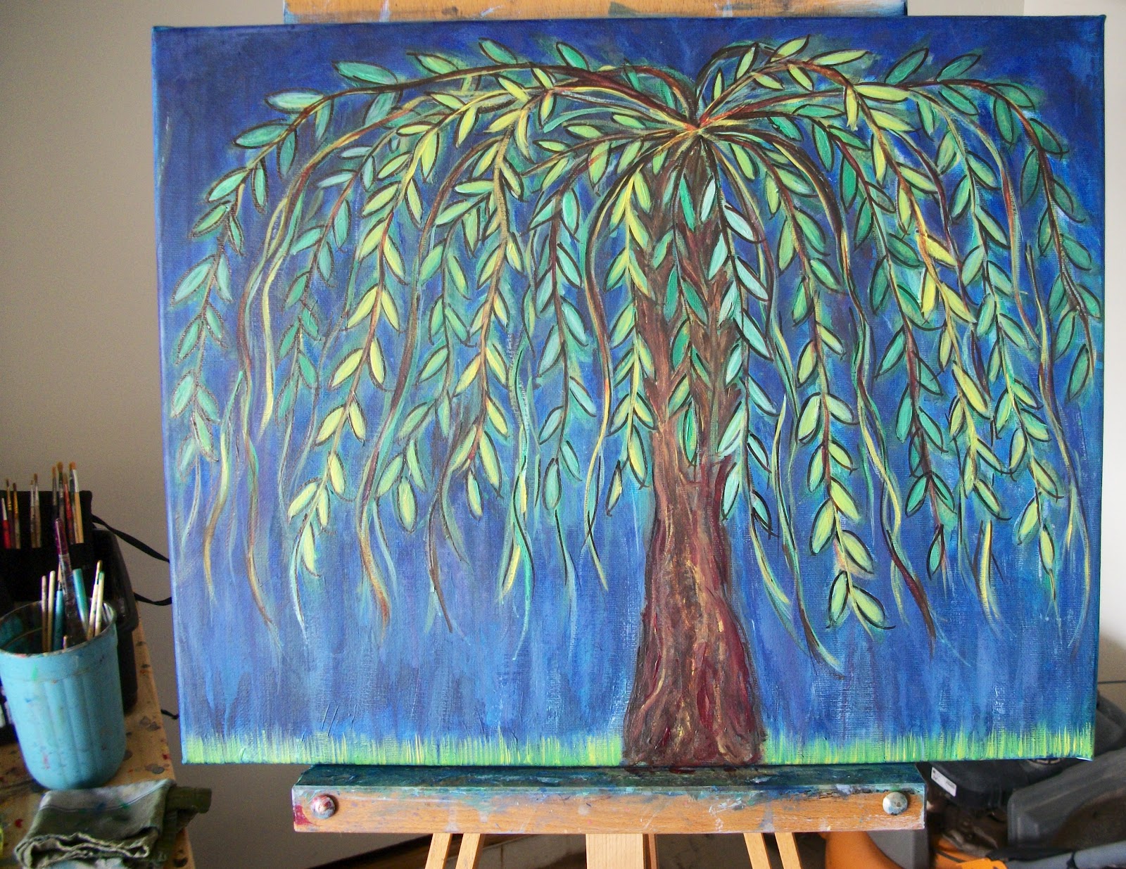 Creative Stash painting in progress willow tree