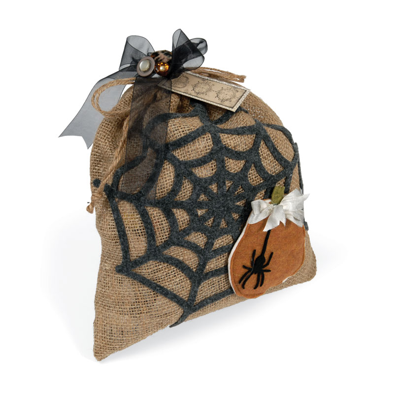 Sizzix Die Cutting Inspiration and Tips: Spiderweb Embellished Burlap Bag
