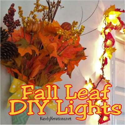 Bring the color of fall into your home with these beautiful fall leaf garland lights.  You can easily make these yourself in just a few minutes and have a lighted fall leaf decoration to celebrate with at Halloween or Thanksgiving this year.
