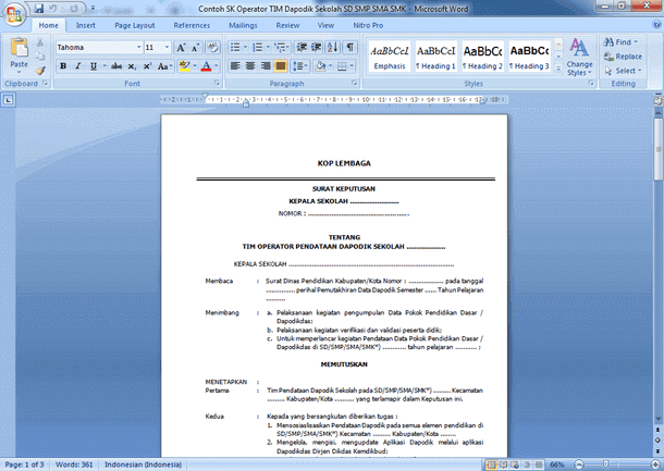 Contoh Sk Operator Tim Dapodik Sekolah Sd Smp Sma Smk Arsip