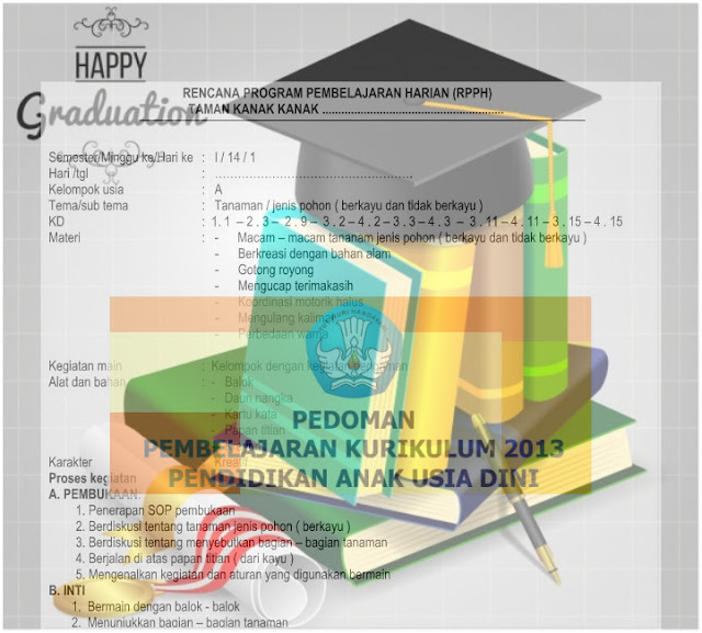 Contoh RPPH Paud Kurikulum 2013 Tema Tanaman TK A dan B Contoh RPPH Paud Kurikulum 2013 Tema Tanaman TK A dan B