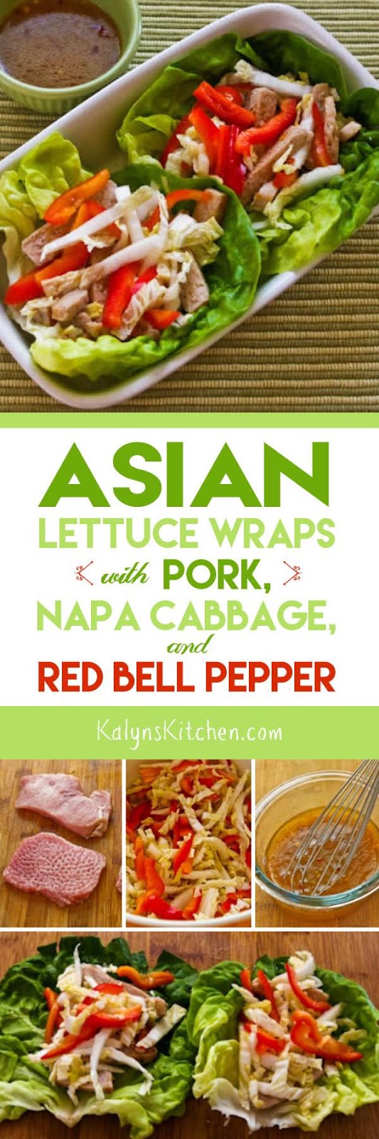 Asian Lettuce Wraps with Pork, Napa Cabbage, and Red Bell Pepper