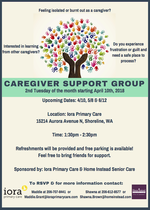 Shoreline Area News Caregiver support group meets Tuesday at Iora