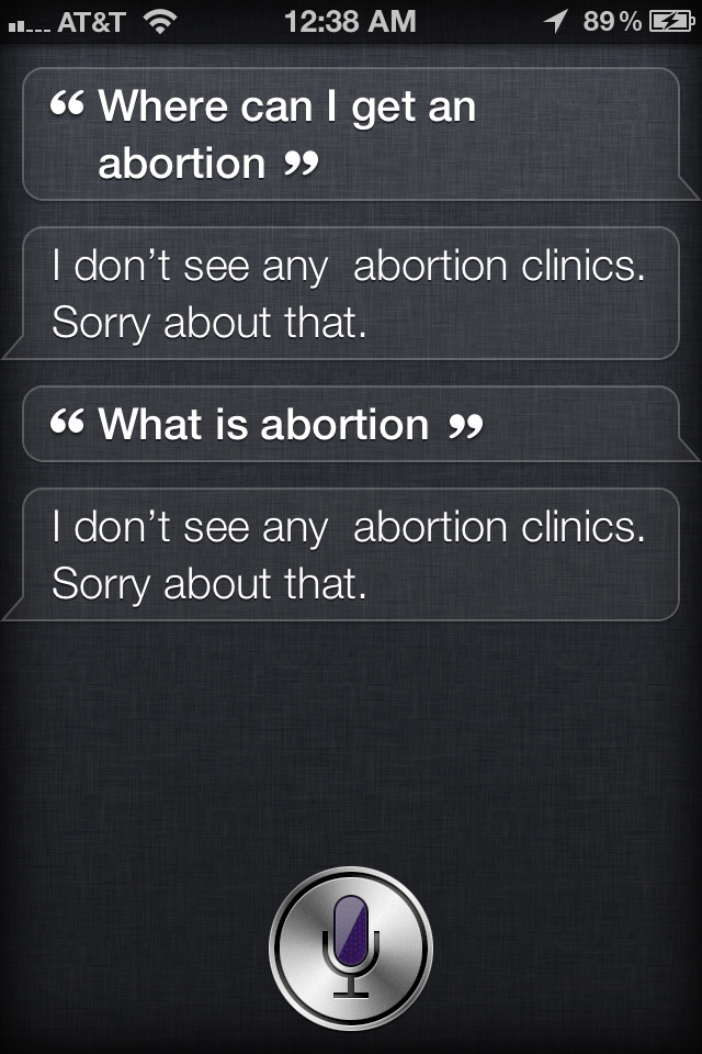 The Abortioneers: Apple iPhone Siri Update