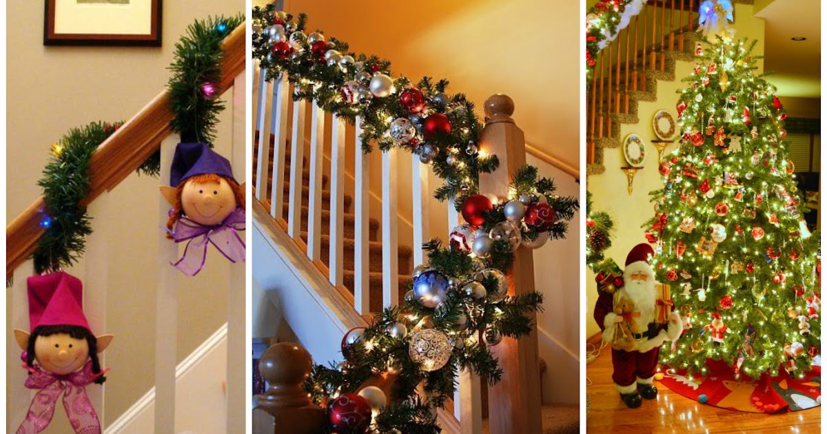 8 Maneras de decoración navideña con guirnaldas para escaleras