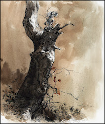 tree gouache painting watercolor pen drawing paintings land sketch ink examples trunk oak paper brush drawings virtual sketches pencil landscape