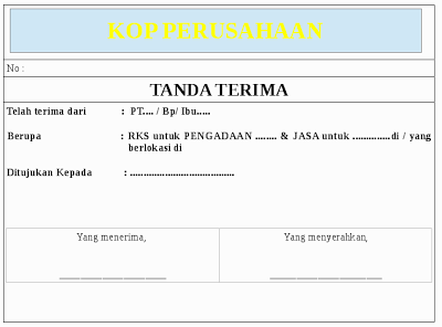 Contoh Surat Tanda Terima Kumpulan Terbaru