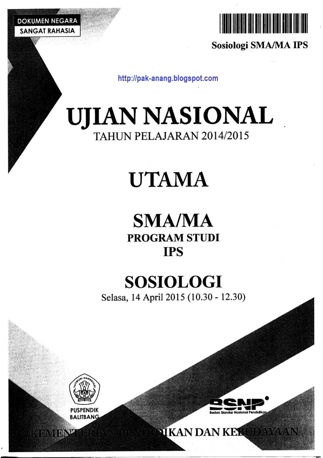 Berbagi Dan Belajar Naskah Soal Un Sosiologi Sma 2015 Paket 1