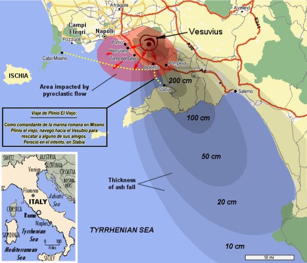 Efectos de la erupción del Vesubio del año 79 d.C.